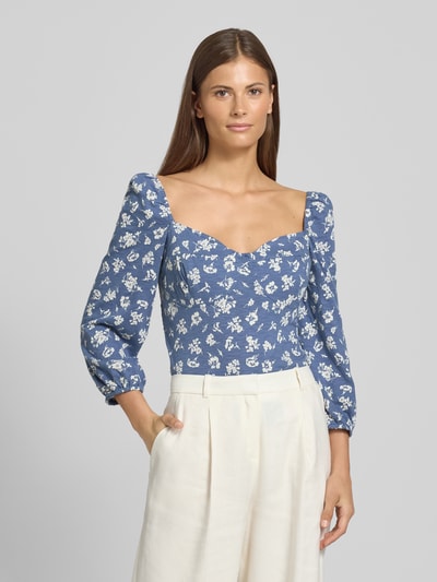 Lauren Ralph Lauren Bluse aus reiner Baumwolle Modell 'Sherna' Hellblau Melange 4