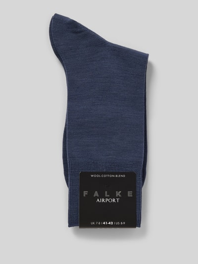 Falke Sokken van scheerwolmix met logoprint, model 'Airport' Rookblauw - 3