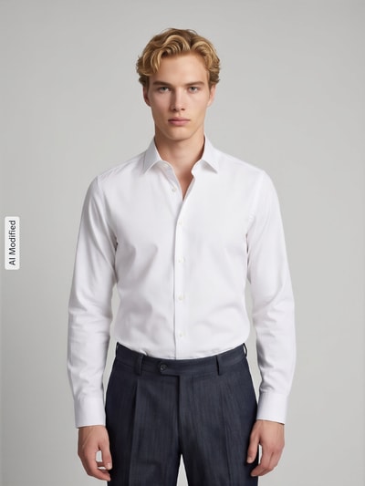 Jake*s Super Slim Fit Businesshemd aus reiner Baumwolle in Prämiumqualität Weiss 4