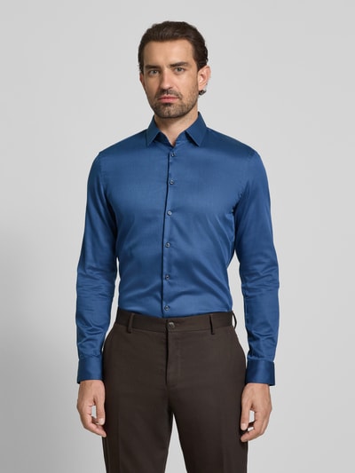 Jake*s Slim Fit Business-Hemd mit Knopfleiste Jeansblau 4