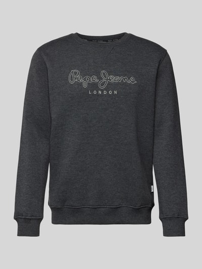 Pepe Jeans Sweatshirt met labelstitching, model 'Nouvel' Donkergrijs - 2