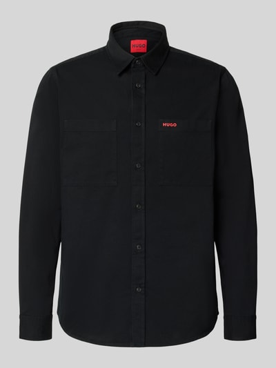 HUGO Straight Fit Hemdjacke aus Baumwolle Modell 'Egrin' Black 1