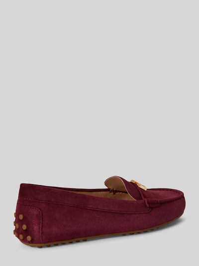 Lauren Ralph Lauren Mocassins van echt schapenleer model 'BARNSBURY' Donkerrood - 4