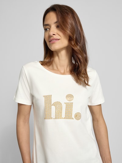 More & More T-shirt met strass-steentjes en ronde hals Offwhite - 3