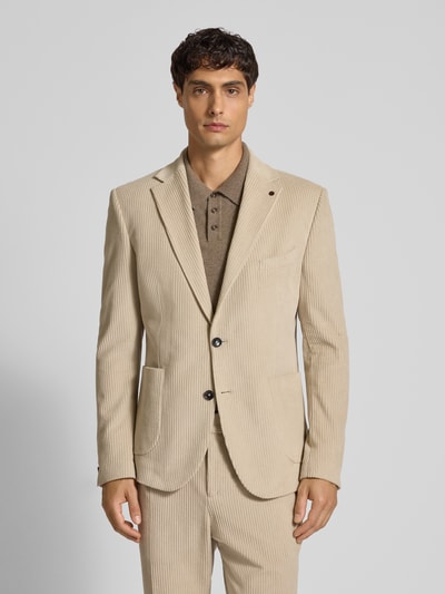 Zuitable Slim Fit 2-Knopf-Sakko aus Cord mit Reverskragen Beige 4