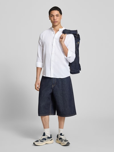 ONLY & SONS Slim Fit Freizeithemd aus Baumwoll-Leinen-Mix Modell 'CAIDEN' Weiss 1