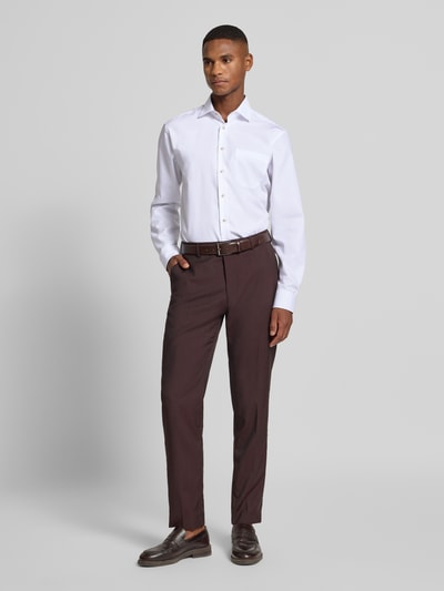 SEIDENSTICKER REGULAR FIT Koszula biznesowa o kroju regular fit z bawełny z kołnierzykiem typu kent Biały 1