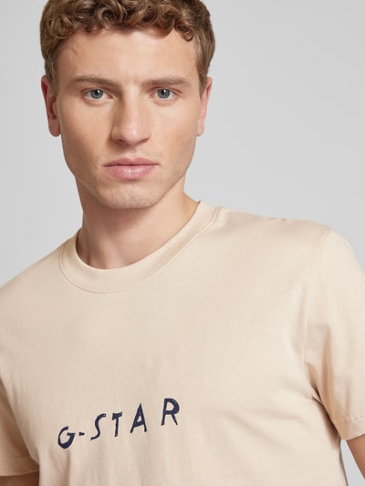 G-Star Raw T-Shirt mit Label-Print Beige 3