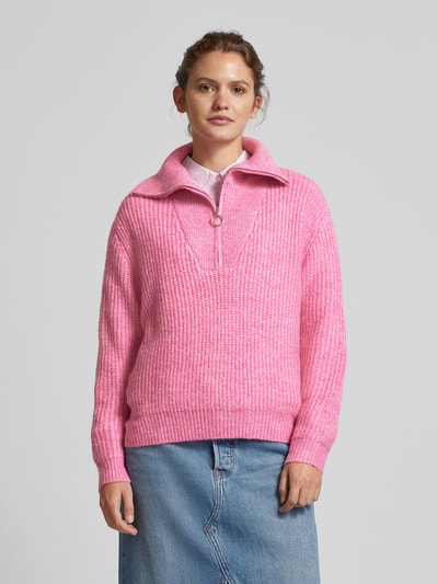 Only Regular Fit Strickpullover mit Troyer-Kragen Modell 'BAKER' Pink 4