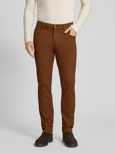 bugatti Modern fit broek in 5-pocketmodel Cognac - 4