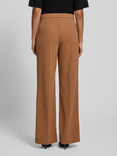 STEHMANN Wide leg bandplooibroek met steekzakken, model 'Hillda' Camel - 5