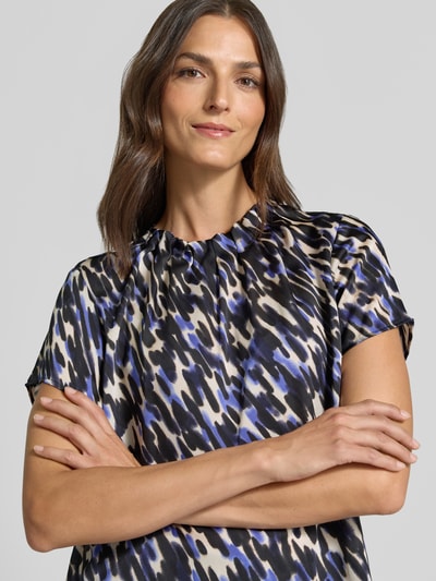 s.Oliver BLACK LABEL Regular fit blouse met korte mouwen met plooidetail Koningsblauw - 3