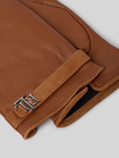 Lauren Ralph Lauren Handschuhe aus Schafsleder mit Logo-Applikation Taupe 2