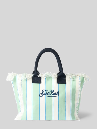 MC2 Saint Barth Shopper mit Label-Print und Fransen Modell 'VANITY' Mint 4