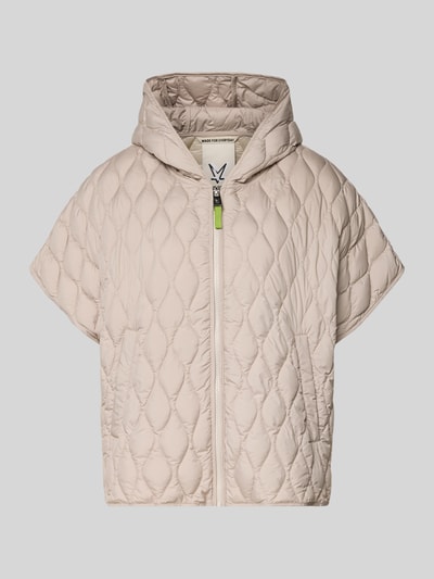 Produktfoto, Steppjacke im kurzärmeligen Design von Fuchs Schmitt, beige, Kapuze, lockerer Schnitt, Reißverschluss, strukturierte Oberfläche