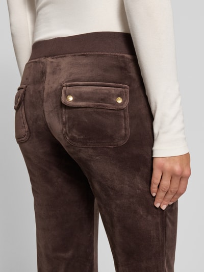 Juicy Couture Spodnie dresowe z elastycznym pasem model ‘Layla’ Ciemnobrązowy 3