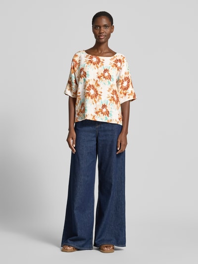 Christian Berg Woman Bluse aus Leinen mit U-Boot-Ausschnitt Weiss 1