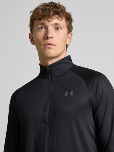 Under Armour Regular fit shirt met lange mouwen en ritssluiting, model 'Tech' Zwart - 3