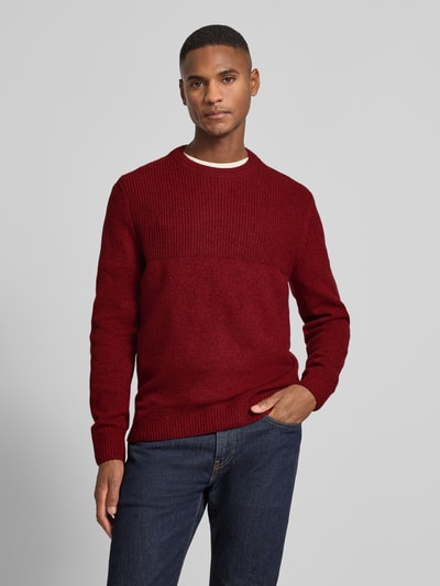 Brax Gebreide pullover met ribboorden, model 'Rick' Bordeaux - 4