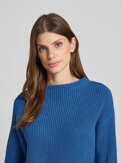 Jake*s Casual Strickpullover mit gerippten Abschlüssen Royal 3