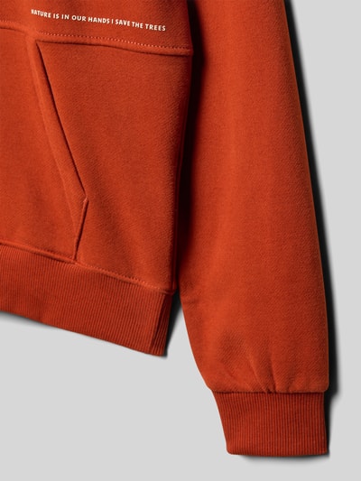 s.Oliver RED LABEL Bluza z kapturem o kroju regular fit z mieszanki bawełny Terakotowy 2