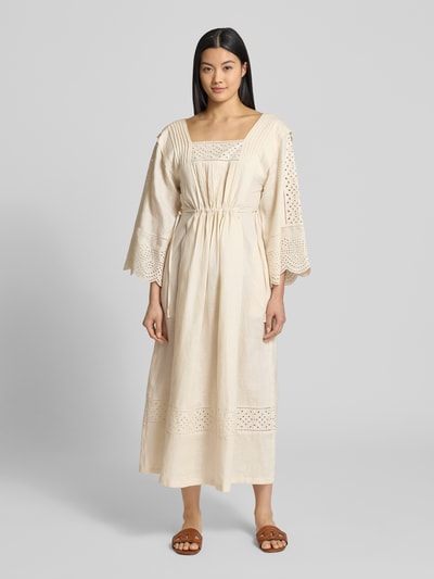 Weekend Max Mara Linnen jurk met broderie anglaise, model 'LUGLIO' Offwhite - 4