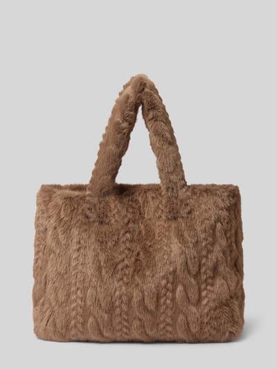 GUESS Handtasche aus Kunstfell mit Label-Detail Dunkelbraun 3
