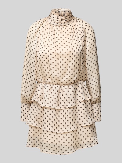 Rinascimento Cocktailjurk in laagjeslook met opstaande kraag Offwhite - 2