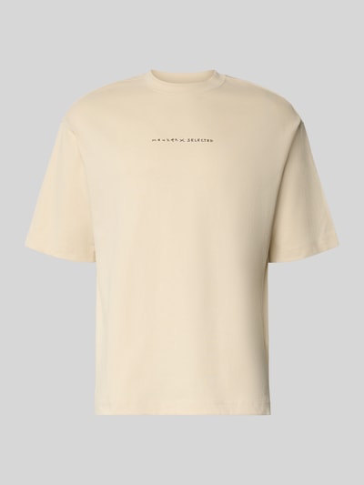 Selected Homme Relaxed Fit T-Shirt aus reiner Baumwolle Modell 'NORMAN' Offwhite 1