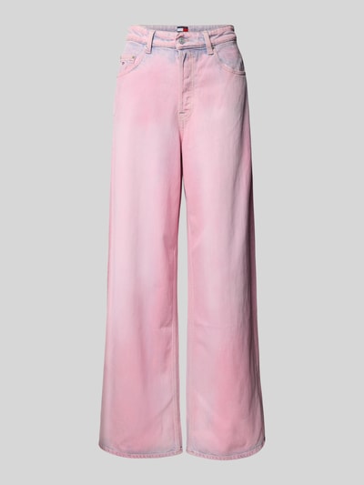 Produktfoto, Loose Fit Jeans aus Baumwoll-Mix Modell 'CHARLIE MR LOOSE' von Tommy Jeans in Rosa, 5-Pocket-Design, unifarben, sichtbare Struktur