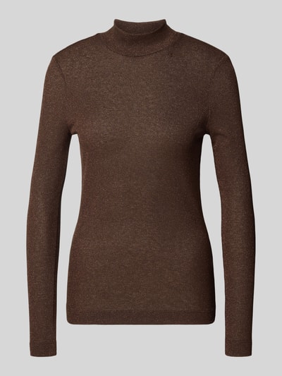 Rich & Royal Shirt met lange mouwen van viscosemix met opstaande kraag Donkerbruin - 2