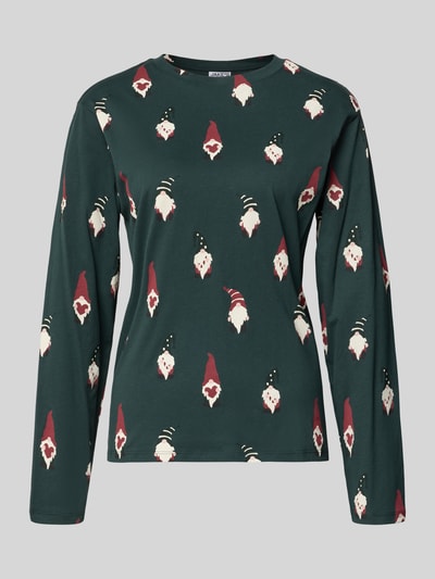 Jake*s Casual Góra od piżamy o kroju relaxed fit z nadrukiem z motywem na całej powierzchni Ciemnozielony 2