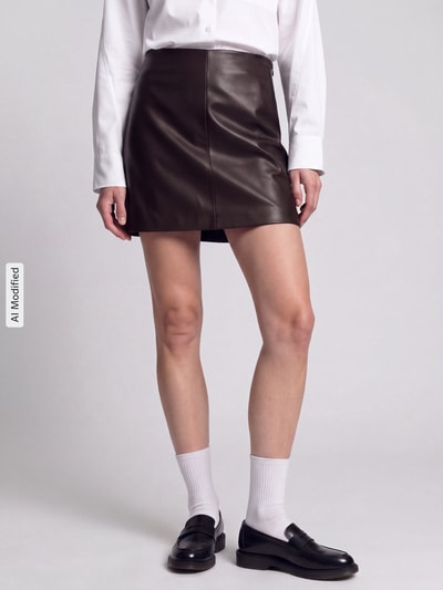 ONLY Regular Fit Mini-Rock in Leder-Optik Modell 'NIELLA' Schoko 4