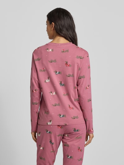 Jake*s Casual Relaxed fit pyjamabovendeel met all-over motiefprint Oudroze gemêleerd - 5