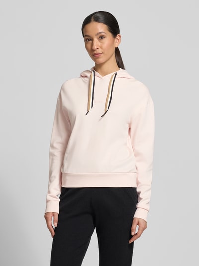 BOSS Bluza z kapturem o kroju regular fit z detalem z logo Różowy 4