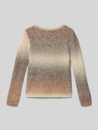 s.Oliver RED LABEL Regular Fit Strickpullover aus geripptem Baumwoll-Mix Hellbraun 3