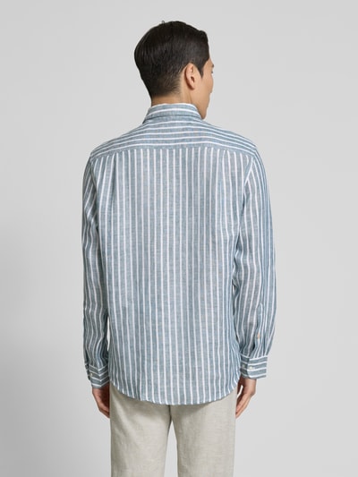 Christian Berg Men Regular Fit Leinenhemd mit Button-Down-Kragen Metallic Gruen 5