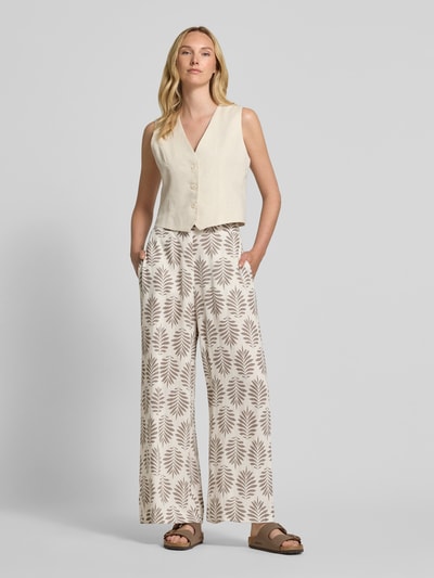 Apricot Spodnie materiałowe z szeroką nogawką i tkanym wzorem Szarobrązowy 1