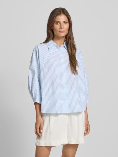 BOSS Orange Bluzka koszulowa o pudełkowym kroju z czystej bawełny Jasnoniebieski 4