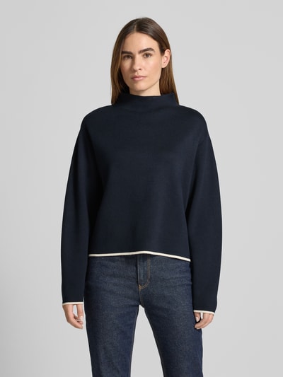 Jake*s Collection Strickpullover mit geripptem Stehkragen Dunkelblau 4