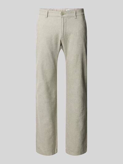 Produktfoto, Regular Fit Chino aus Baumwoll-Leinen-Mix Modell 'PHOENIX' von s.Oliver RED LABEL, jasnobeżowy melanż, krój regular fit, prosta nogawka, mid waist, pasek z szlufkami, zapięcie na guzik i ukryty zamek, kieszenie z przodu i patką, elastyczne wykończenie pasa