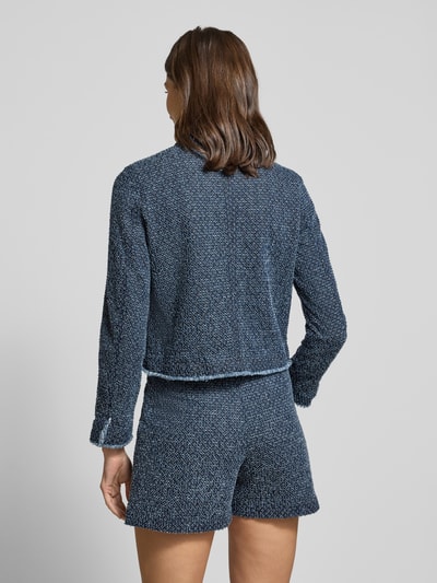 Marc Cain Regular fit blazer met opstaande kraag en blinde knoopsluiting Marineblauw gemêleerd - 5