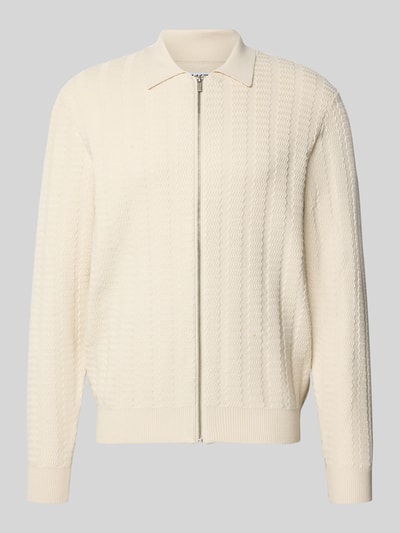 JAKE*S STUDIO MEN Gebreid jack van viscosemix met ritssluiting Ecru - 2