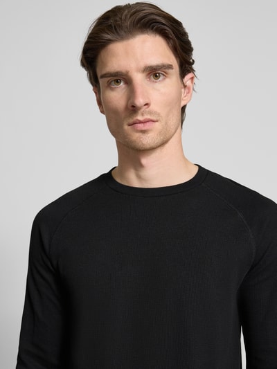 Tom Tailor Denim Regular fit shirt met lange mouwen en wafelstructuur Zwart - 3