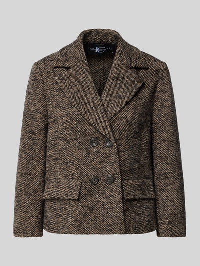 Produktfoto, Regular Fit Blazer aus Woll-Mix mit Alpaka-Anteil von Luisa Cerano, doppelte Knopfleiste, braun meliert, strukturierte Textur