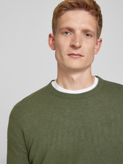 American Vintage Sweter z dzianiny z prążkowanymi wykończeniami model ‘RAXOW’ Trzcinowy 3