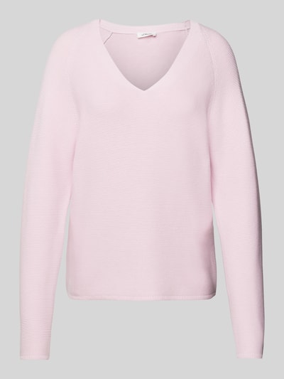 s.Oliver RED LABEL Comfort Fit Strickpullover aus Baumwoll-Mix mit V-Ausschnitt Rosa 2