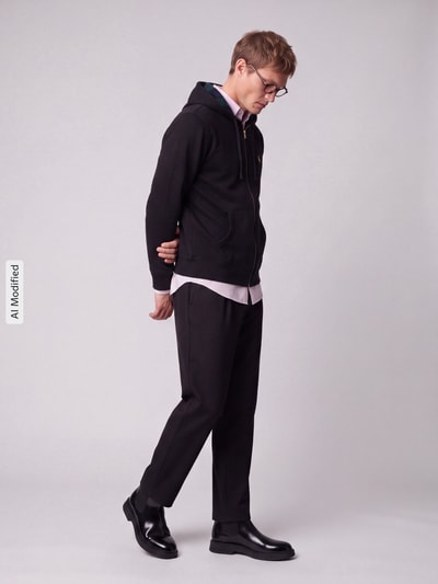 Polo Ralph Lauren Sweatjacke mit kontrastiertem Kapuzenfutter Black 1