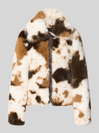 Amber & June Webpelzjacke mit Animal Print Hellbraun 2