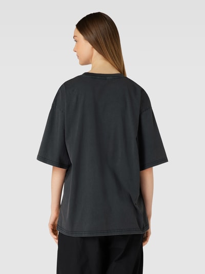 Review Oversized T-Shirt mit geripptem Rundhalsausschnitt Black 5